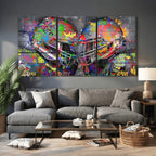 Graffiti Football Helmets Wall Art Canvas Print, Urban Street Art
