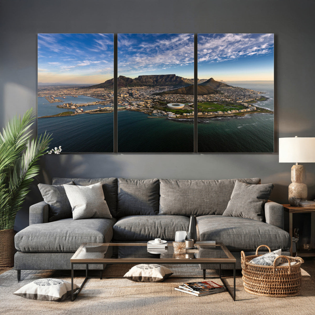 Cape Town Wall Art Canvas Print | Table Mountain Coastal Skyline Panorama