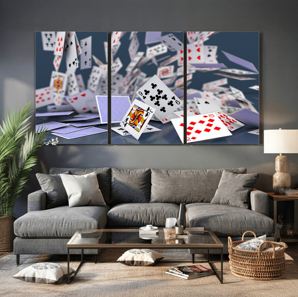 Playing Cards Canvas Wall Art | Casino Game Room Decor