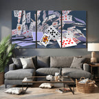 Playing Cards Canvas Wall Art | Casino Game Room Decor
