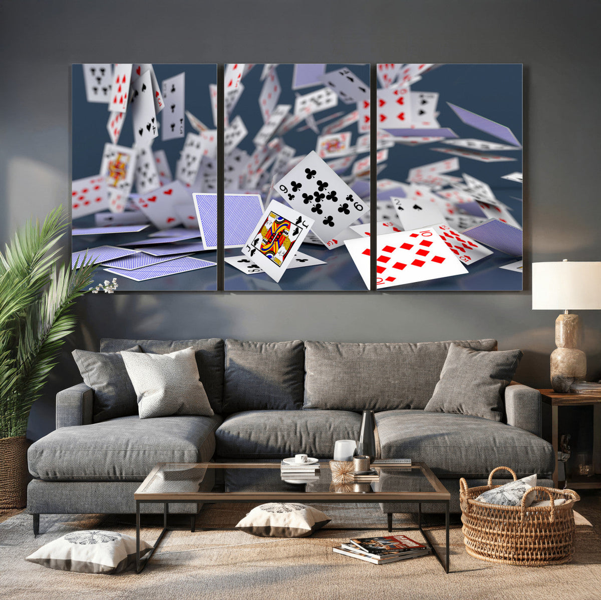 Playing Cards Canvas Wall Art | Casino Game Room Decor