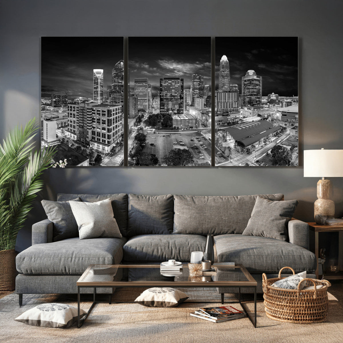 Charlotte Skyline Canvas Wall Art Print | North Carolina Cityscape
