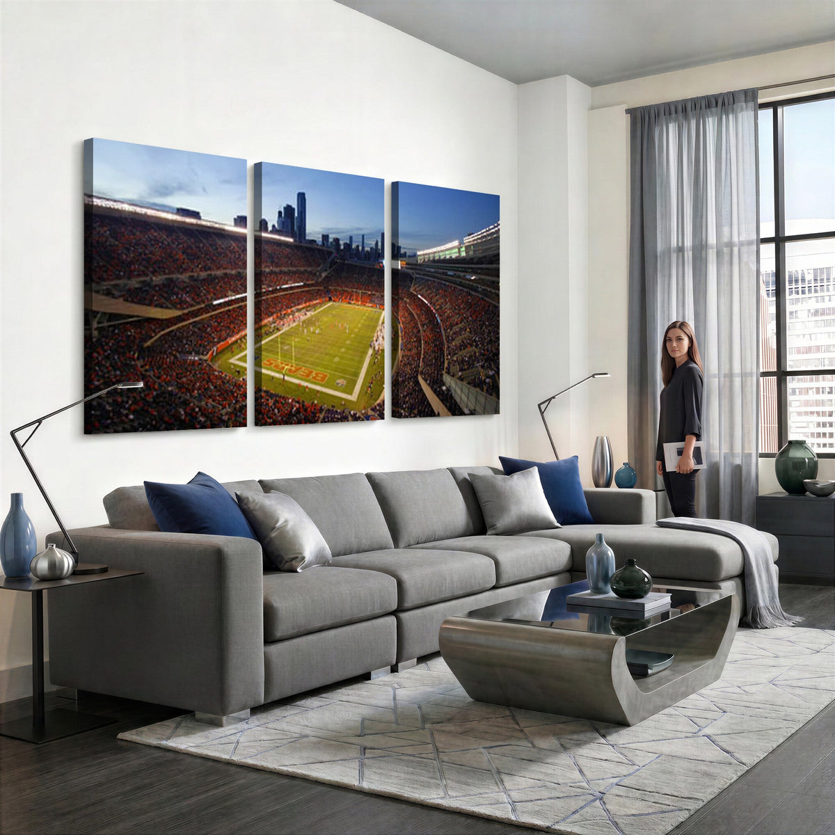 Chicago Bears Soldier Field Canvas Wall Art, NFL Stadium Panorama