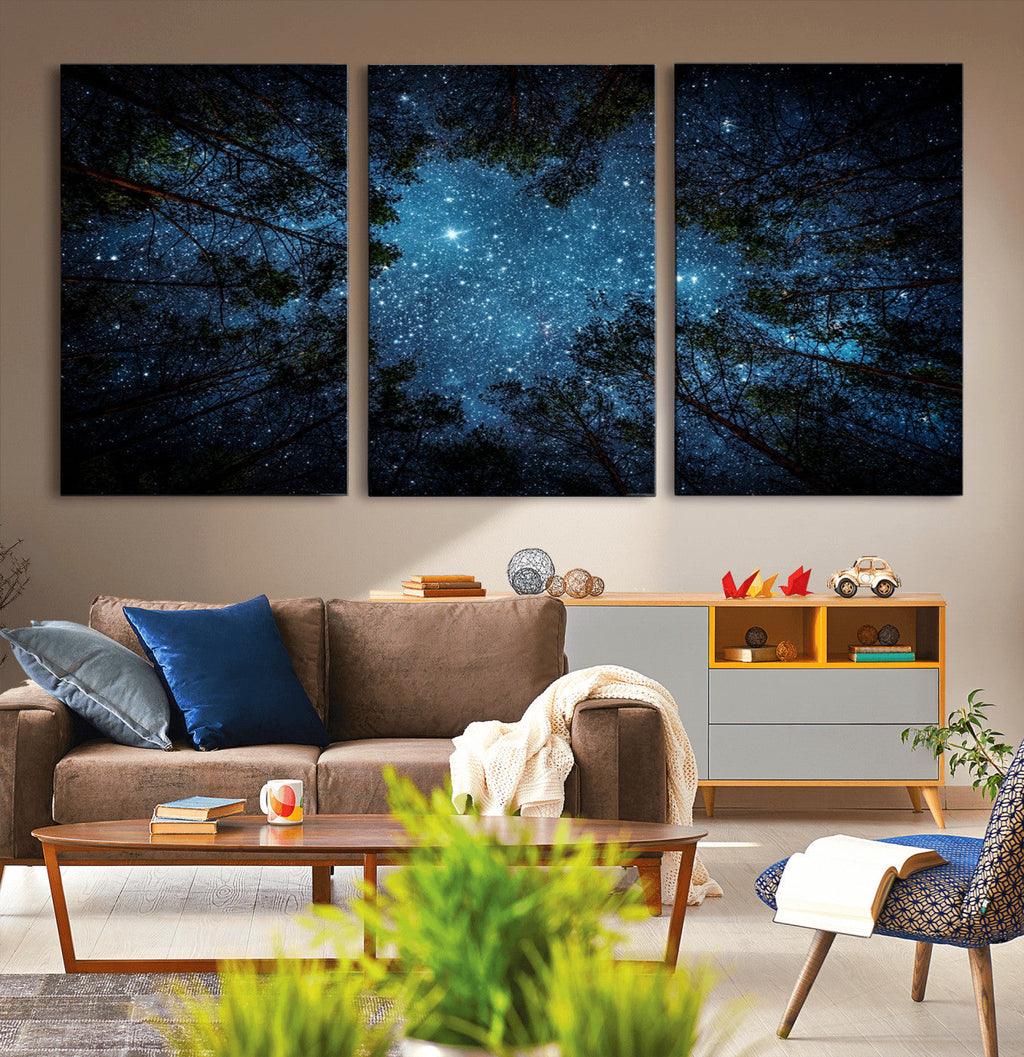 Forest and Stars Wall Art Canvas Print