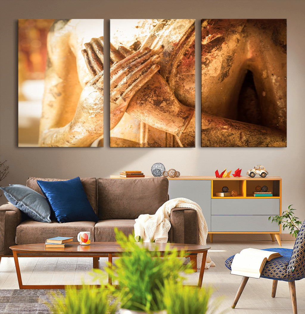Buddha Statue Hands Wall Art Canvas Print