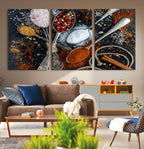 Spices and Seasonings Canvas Wall Art | Colorful Triptych Kitchen Decor