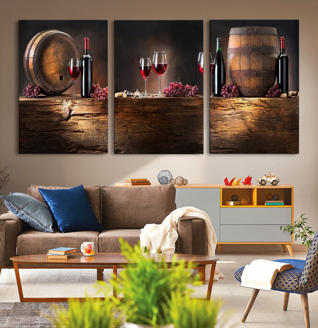 Wine and Barrels Wall Art Canvas Print