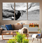Longhorn Wall Art Canvas Print, Framed Ranch Wall Art Canvas Print
