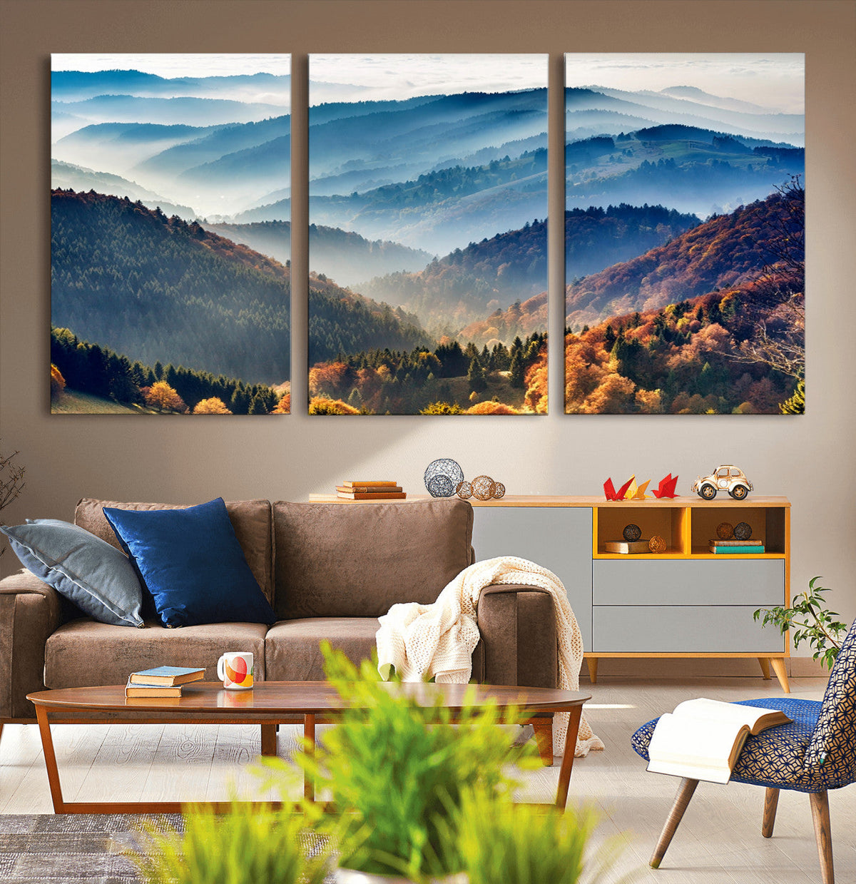 Mountains Forest Autumn Wall Art Canvas Print