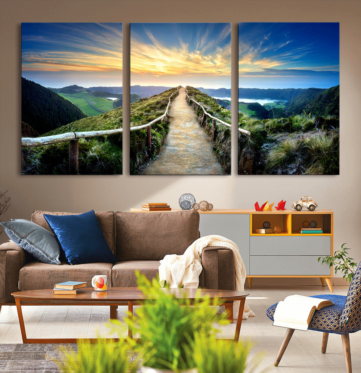 Mountain and Sunset Wall Art Canvas Print