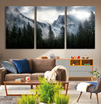 Wall Art Foggy Forest Landscape Canvas Print
