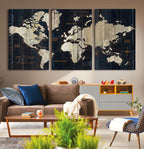 Antique Old World Map Wall Art Canvas Print
