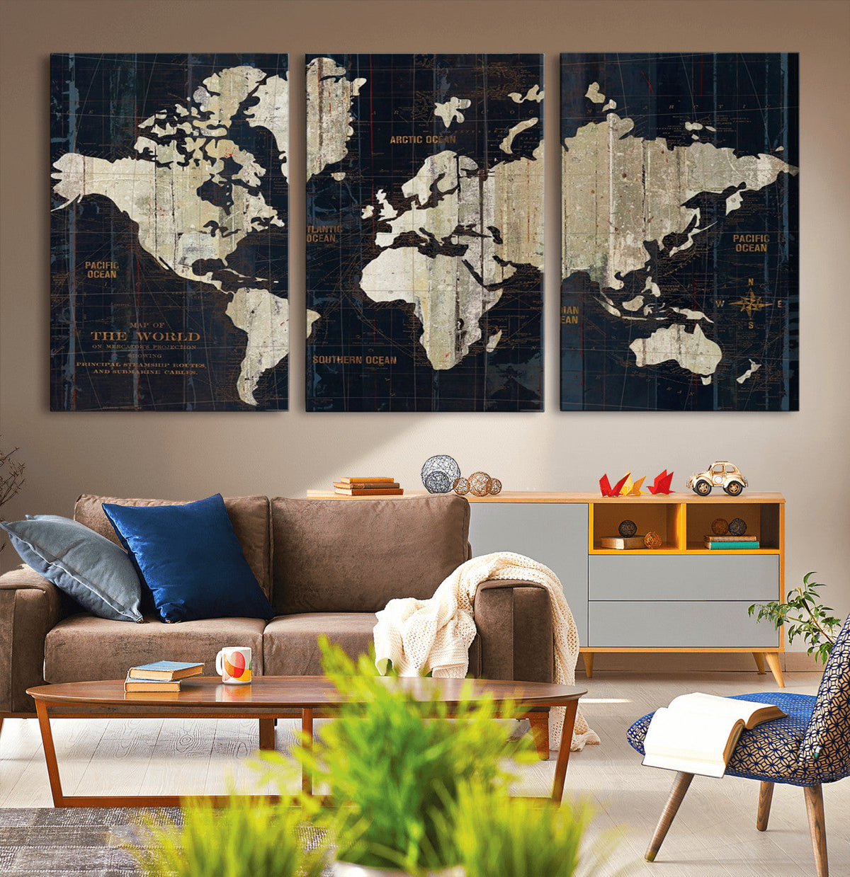 Antique Old World Map Wall Art Canvas Print