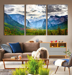 Yosemite Park Half Dome 3 Panel Canvas Print | Large Giclée Landscape Wall Art