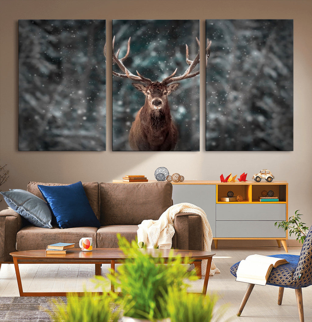 Wall Art Deer Art Animal Canvas, Framed Wall Art Deer Canvas