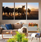 Horse Herd Wall Art Animal Canvas Print