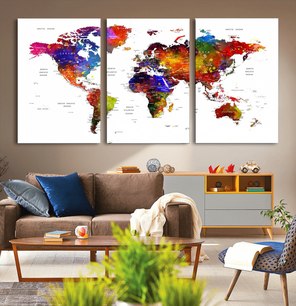 World Map Canvas Print | Detailed Map of the World Wall Art