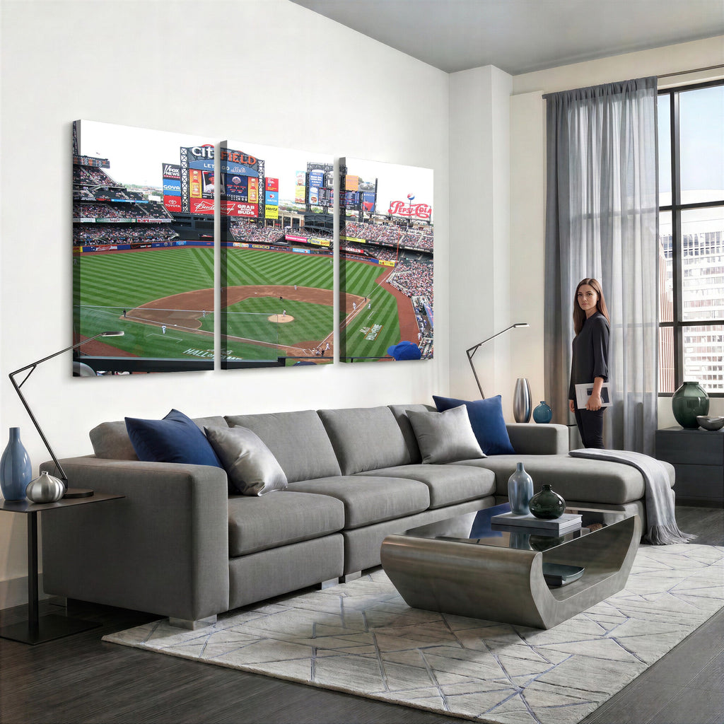 New York Mets Baseball Team Print, Citi Field Baseball Stadium Wall Art