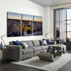Dodger Stadium Sunset Game Triple Canvas Wall Art, Los Angeles Dodgers MLB Match