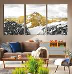 Gold Abstract Mountains Wall Art Print on Canvas, Nature Wall Art Print