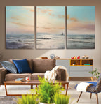 Abstract Ocean Wall Art, Boat Wall Art Canvas Print