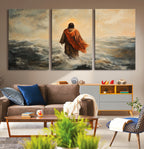 Jesus Walking on Water, Christian Wall Art, Jesus Christ Oil Painting Style Print