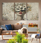 Abstract Floral Women Pastel Wall Art Canvas Print