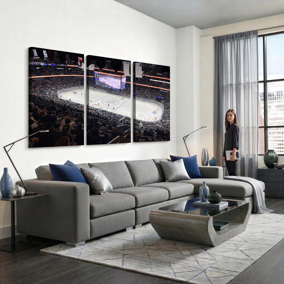 Amalie Arena Florida Wall Art Canvas Print, NHL Hockey, Framed and Ready to Hang