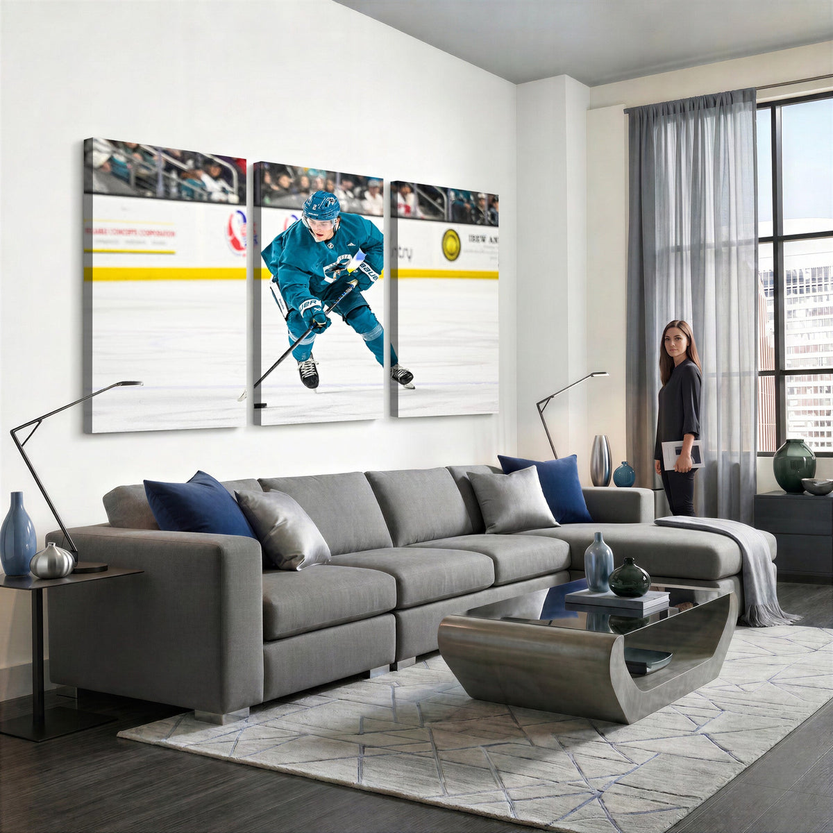 San Jose Sharks Ice Hockey Player Wall Art Canvas Print