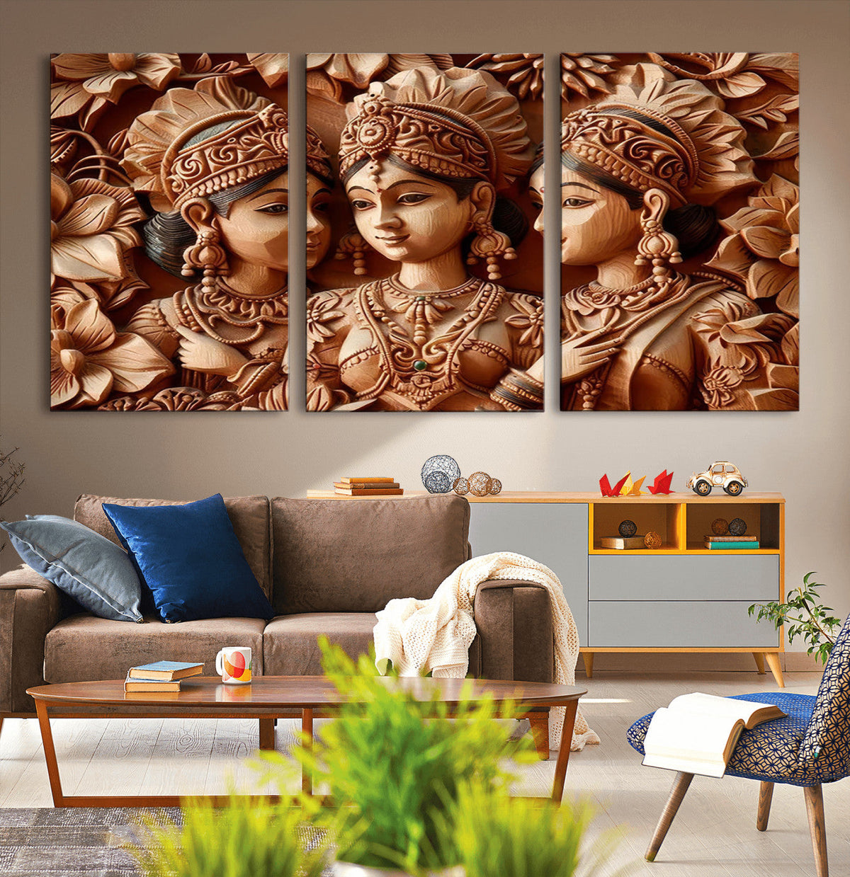 Indian Woman Statue Wall Art Canvas Print