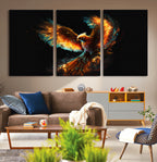 Fiery Phoenix Canvas Print | Ready to Hang Wall Art | Bold Fantasy Decor