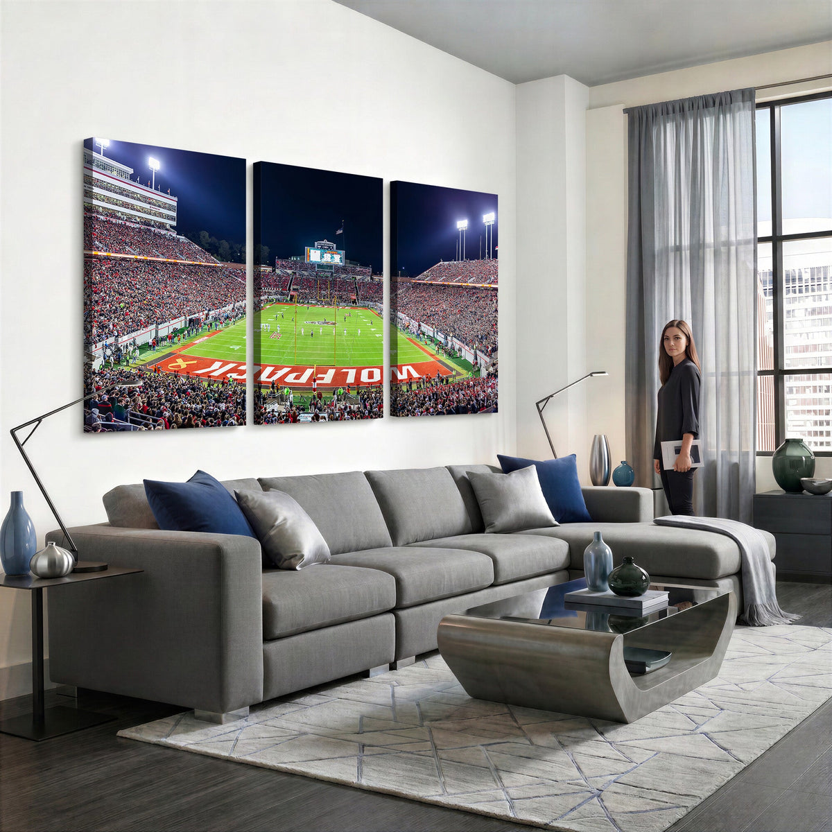 Wolfpack Football Team Print, Raleigh Carter-Finley Stadium