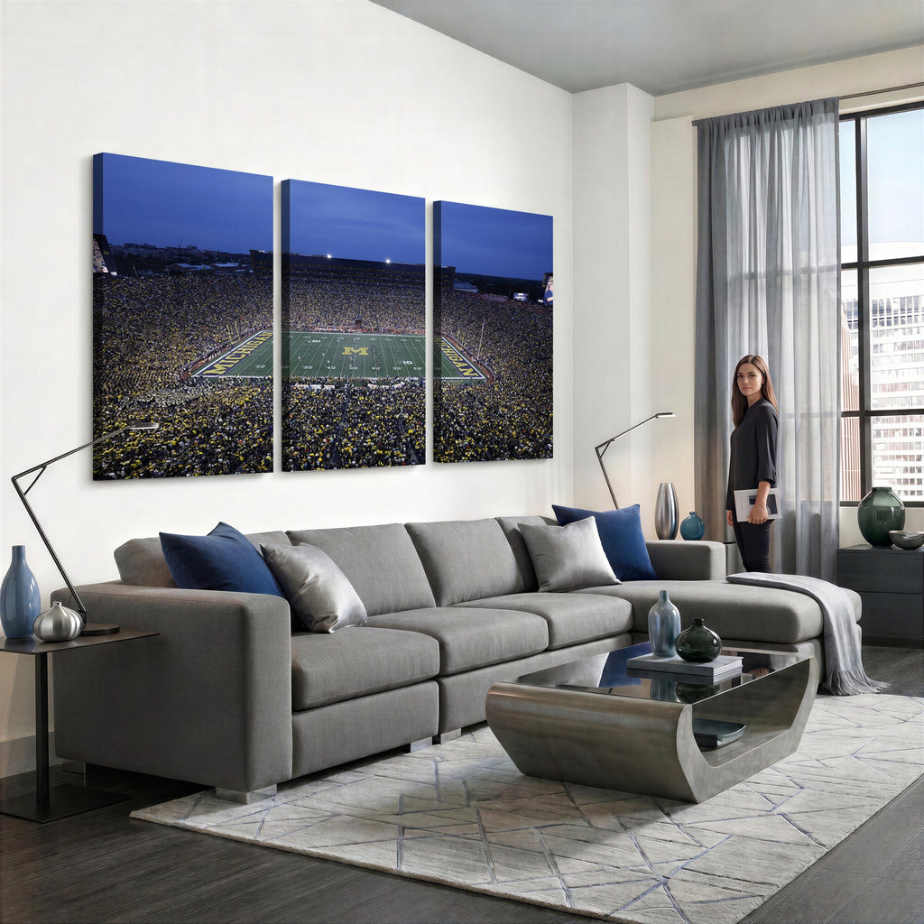 University of Michigan Wolverines Football Team Print, Ann Arbor, Home Bar Wall Decor