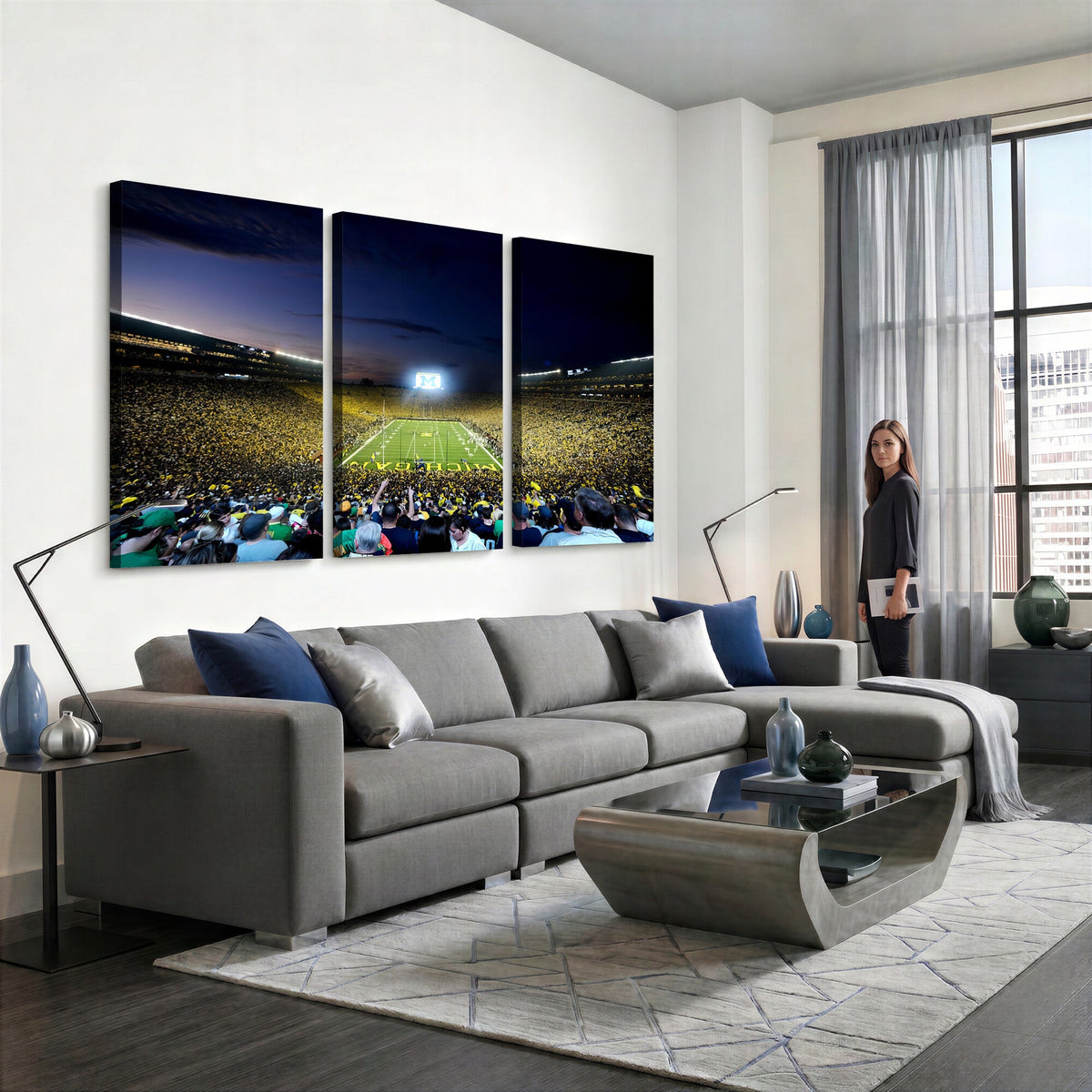 University of Michigan Wolverines Football Team Print, Ann Arbor, Extra Large Game Room Wall Decor