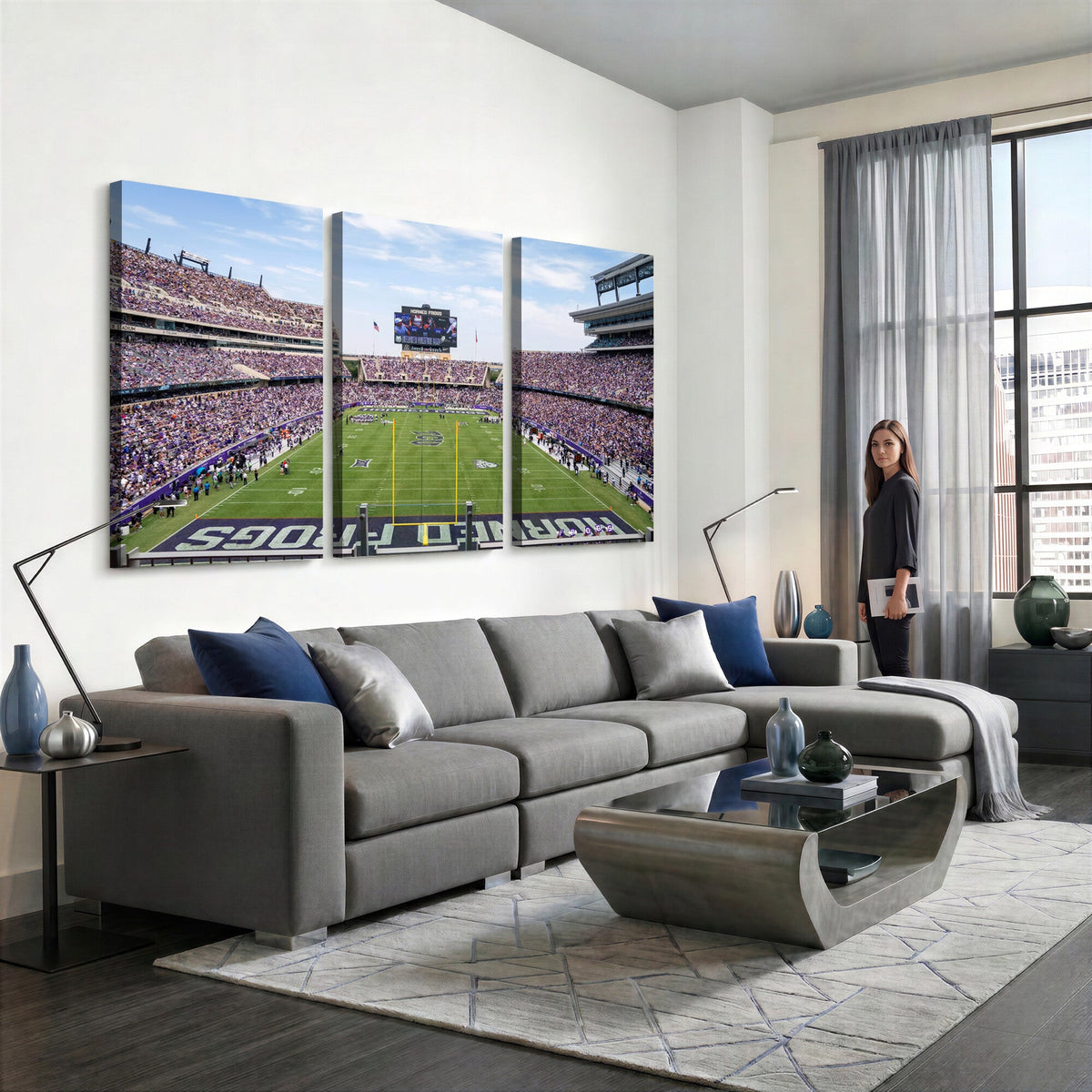 TCU Horned Frogs Football Team Print, Fort Worth Amon G. Carter Stadium, Framed and Ready to Hang