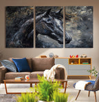 Large Abstract Horse Wall Art Canvas Print, Farmhouse Wall Art