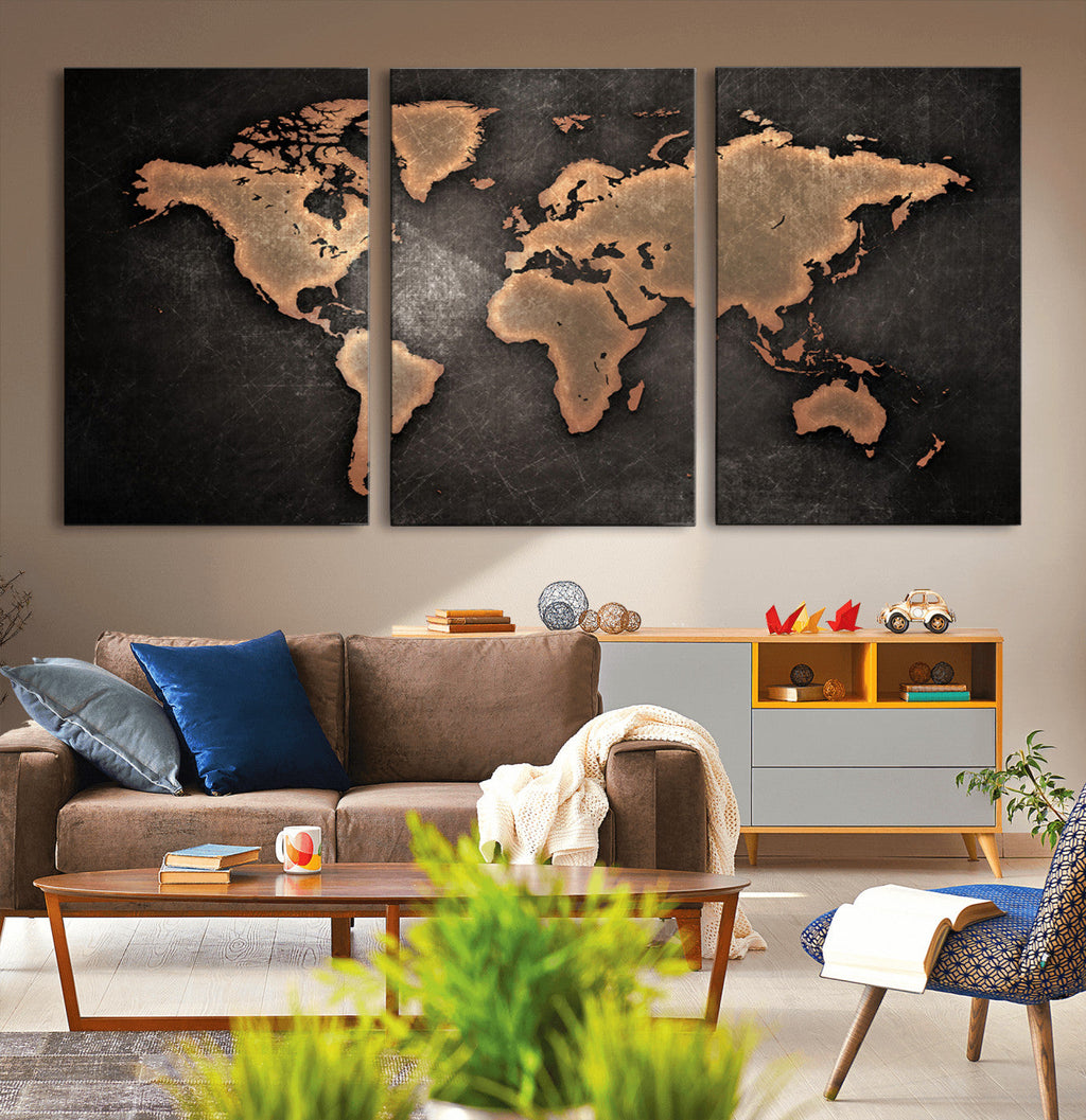 World Map Canvas Print | Framed Travel Map Wall Art for Couples