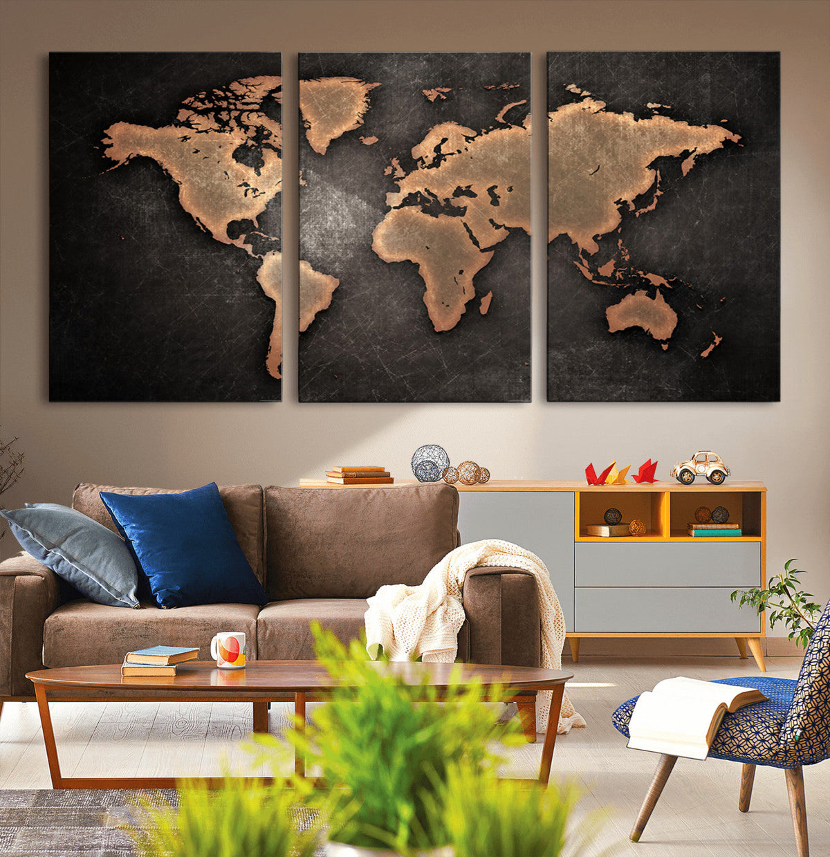 World Map Canvas Print | Framed Travel Map Wall Art for Couples