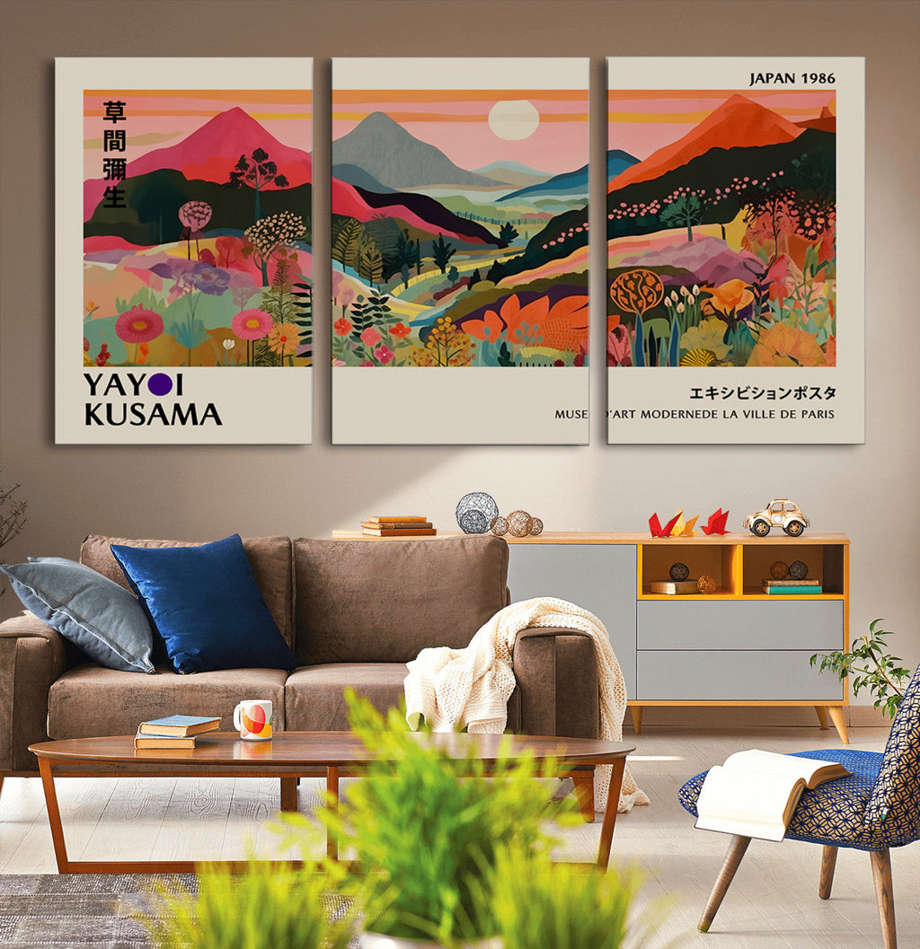 Yayoi 1986 Wall Art Print, Vibrant Wabi Sabi Japanese Abstract Design