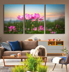 Pink Flower on the Mountain Canvas Print, Framed Pink Flower Canvas Wall Art