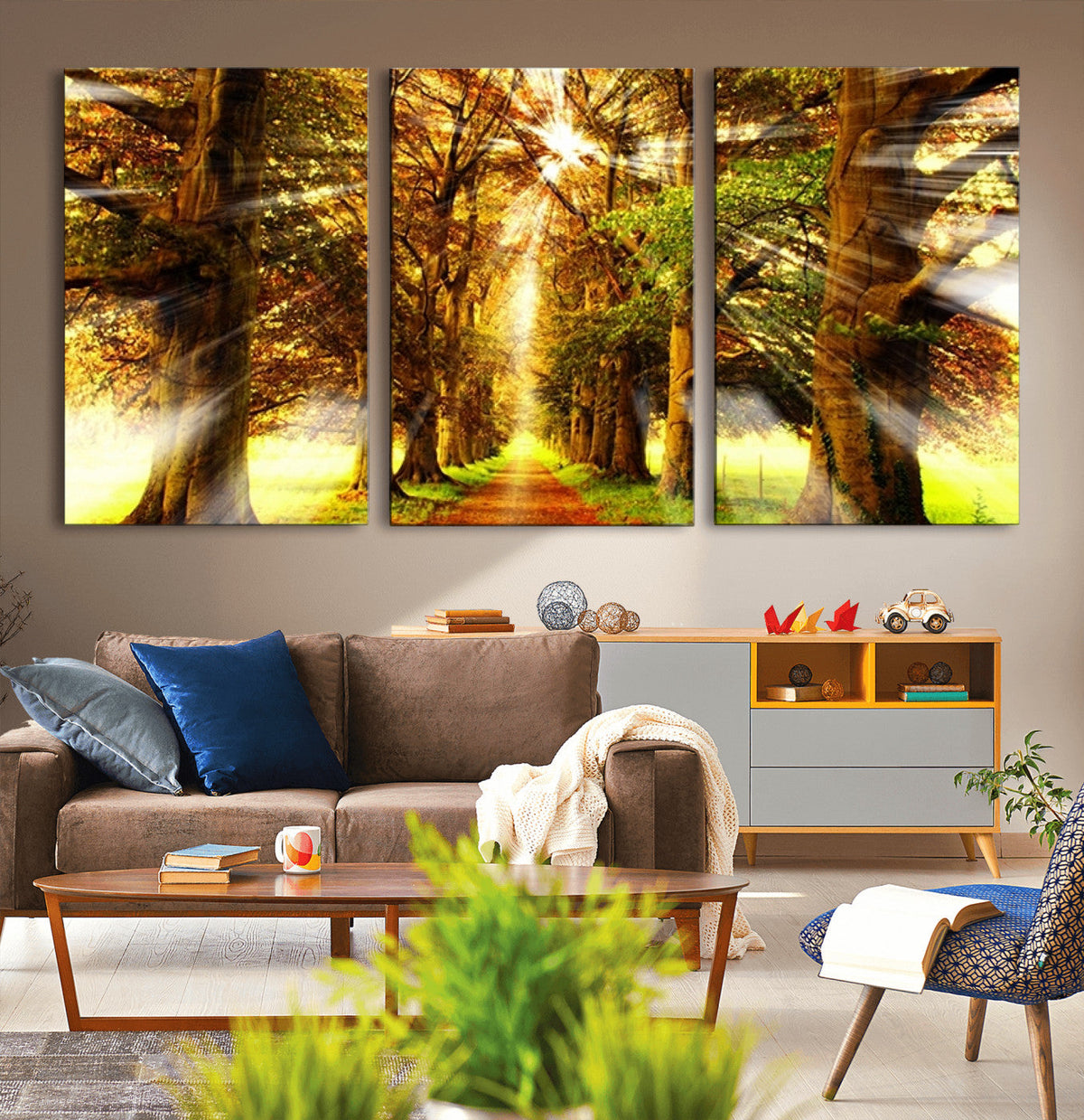 Sunshine in Forest and Trees Wall Art Canvas Print