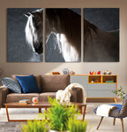 Large Wall Art Cream Colored Horse on Grey Background Canvas