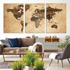 Push Pin World Map Canvas Print | Framed Travel Tracker Wall Art