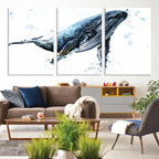 Watercolor Whale Wall Art Canvas Print