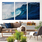 Ocean Wave at Sunset Canvas Art, Large Wall Print of Vibrant Water Waves
