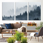 Foggy Pine Forest Wall Art Canvas Print