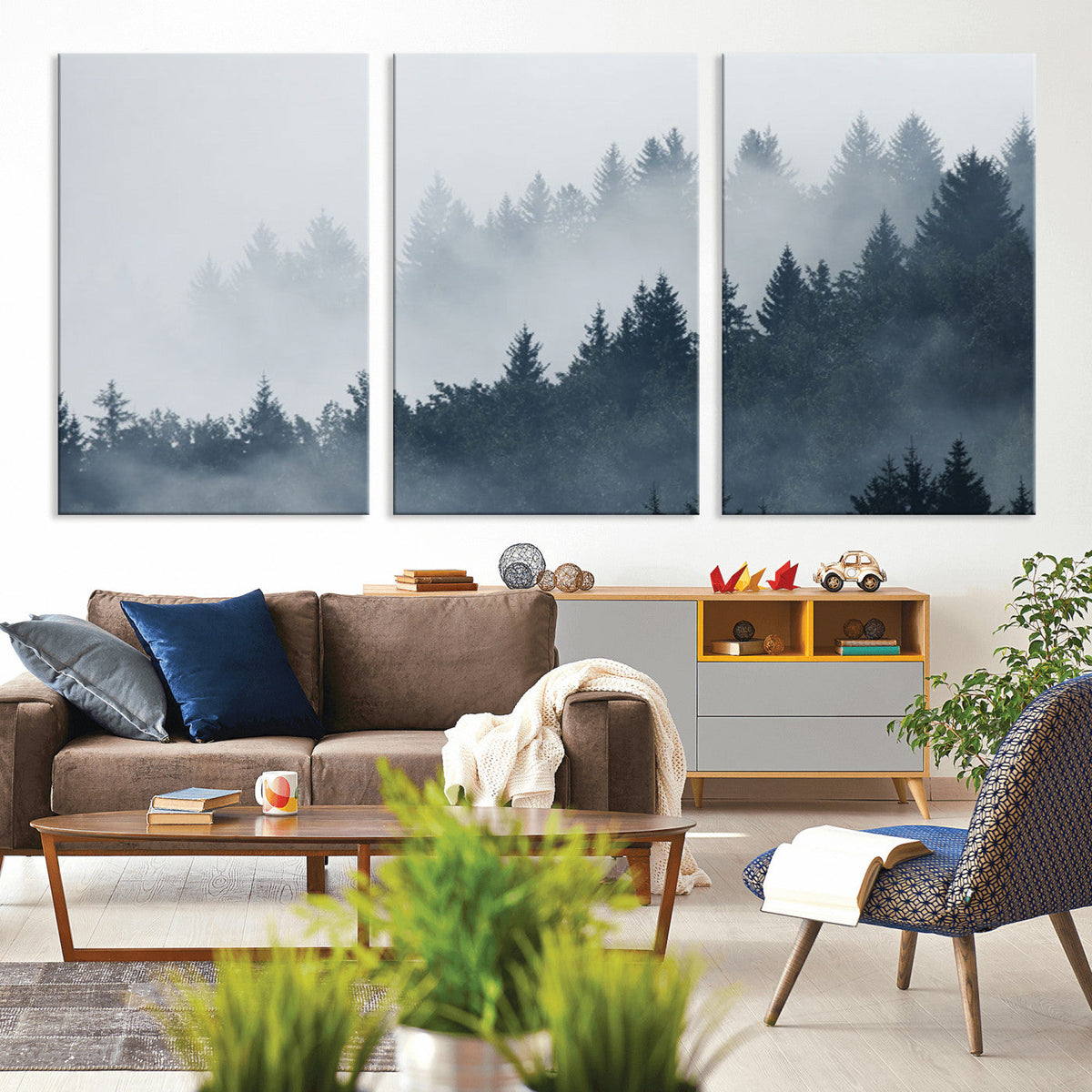 Foggy Pine Forest Wall Art Canvas Print