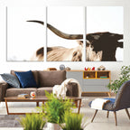 Texas Longhorn Wall Art Canvas Print, 3-Panel