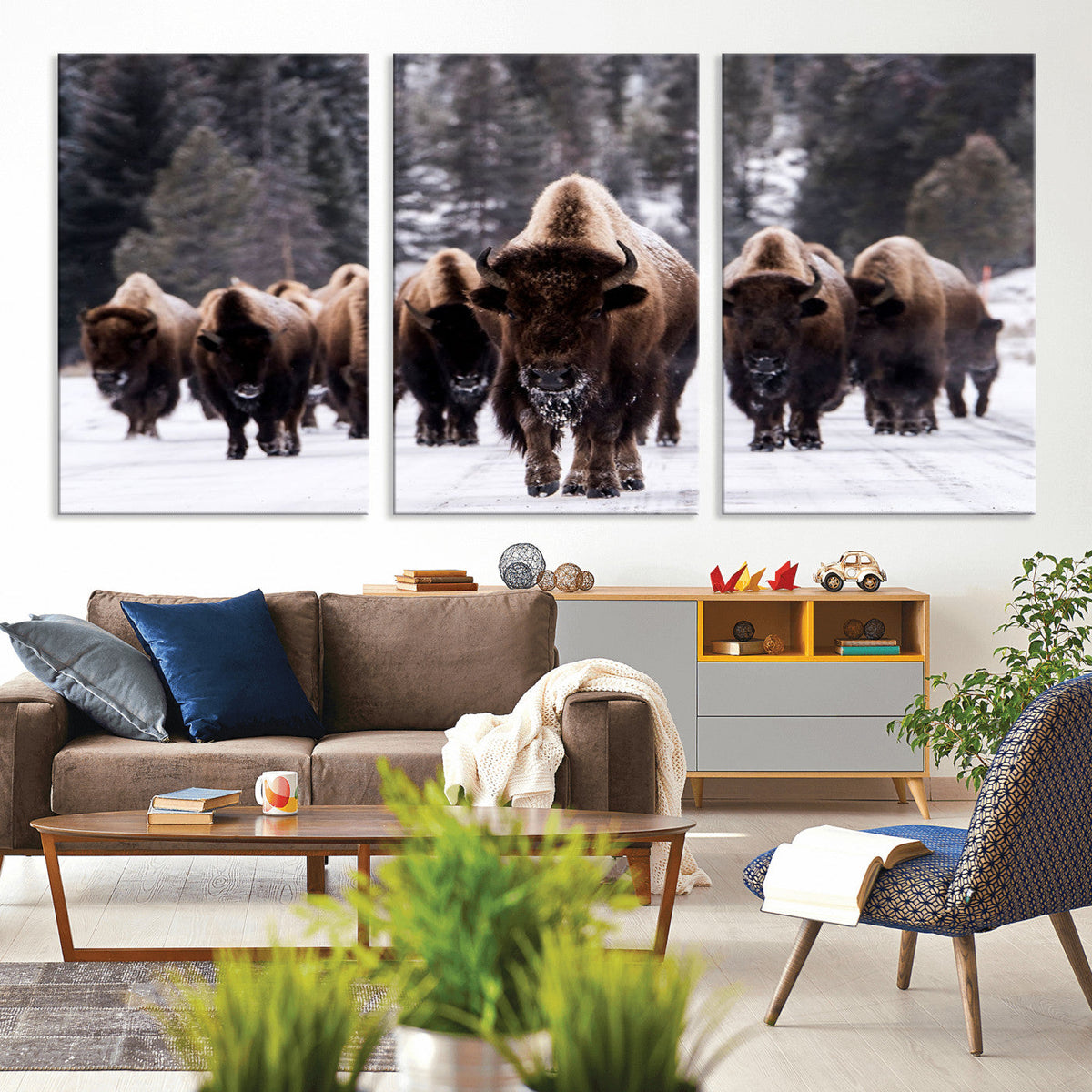 Bison Wall Art Canvas Print, Bison Herd Canvas Wall Art