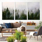 Forest Wall Art Canvas Print | Foggy Forest Wall Art | Pine Wood Forest Print